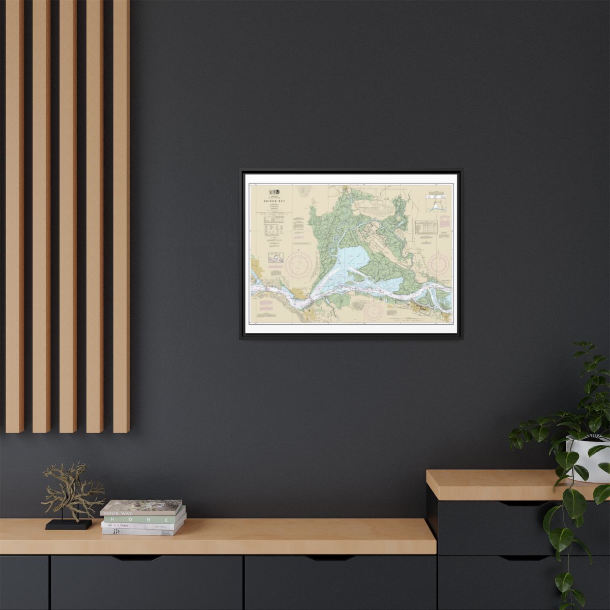 Chart 18656 Suisun Bay - NOAA Nautical Chart Floating Frame Canvas | 32" x 24" | 40" x 30" - Black context-2