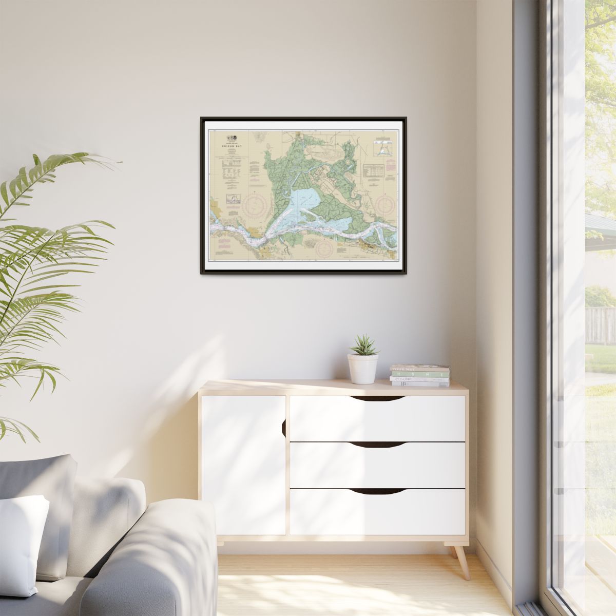 Chart 18656 Suisun Bay - NOAA Nautical Chart Floating Frame Canvas | 32" x 24" | 40" x 30" - Espresso context-1