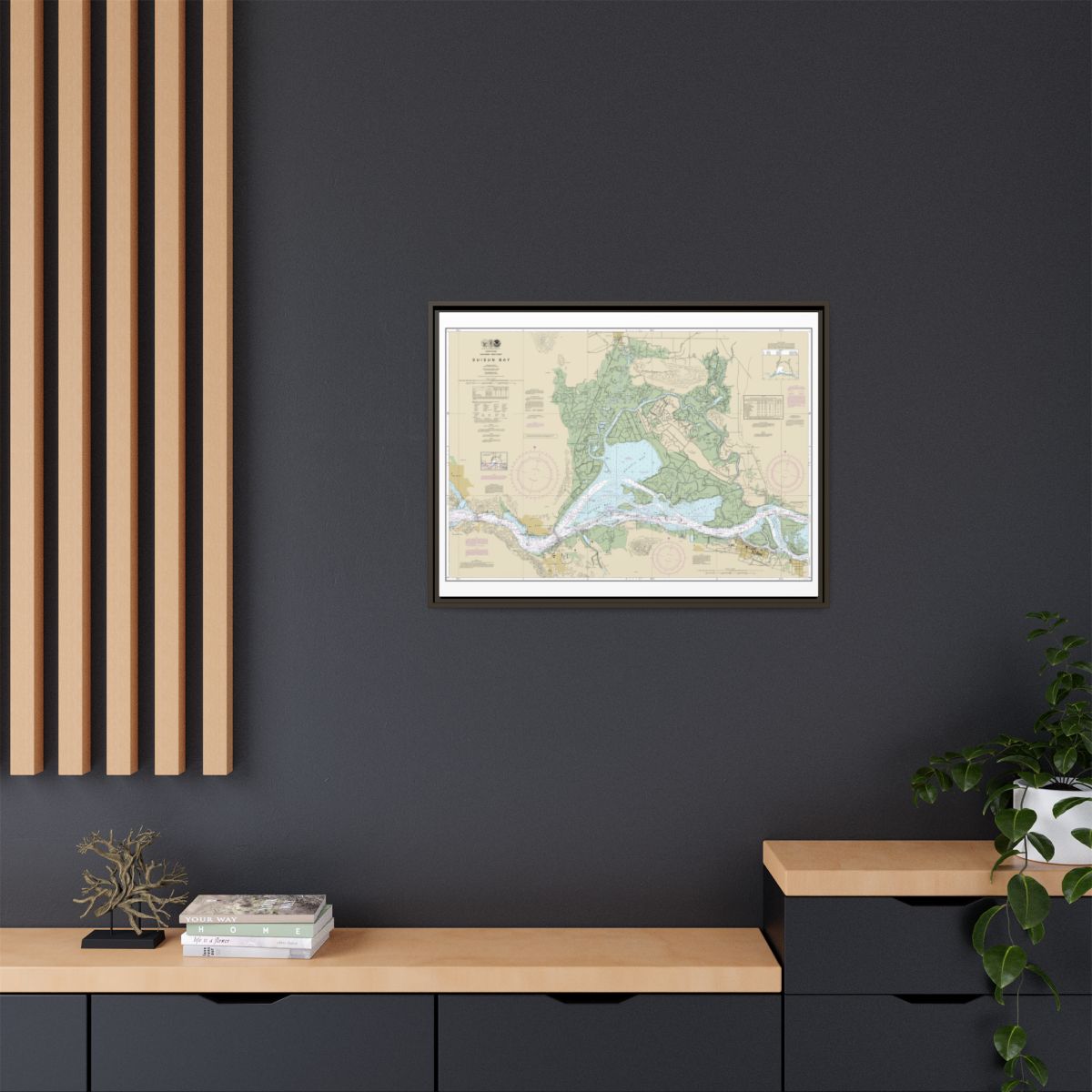 Chart 18656 Suisun Bay - NOAA Nautical Chart Floating Frame Canvas | 32" x 24" | 40" x 30" - Espresso context-2