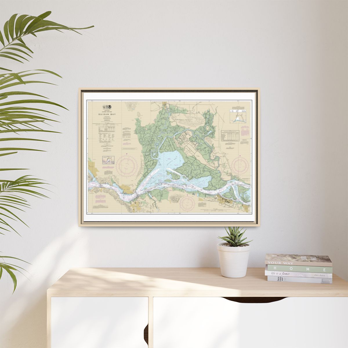 Chart 18656 Suisun Bay - NOAA Nautical Chart Floating Frame Canvas | 32" x 24" | 40" x 30" - Natural context-1