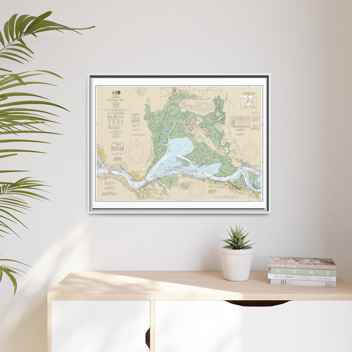 Chart 18656 Suisun Bay - NOAA Nautical Chart Floating Frame Canvas | 32" x 24" | 40" x 30" - White context-1