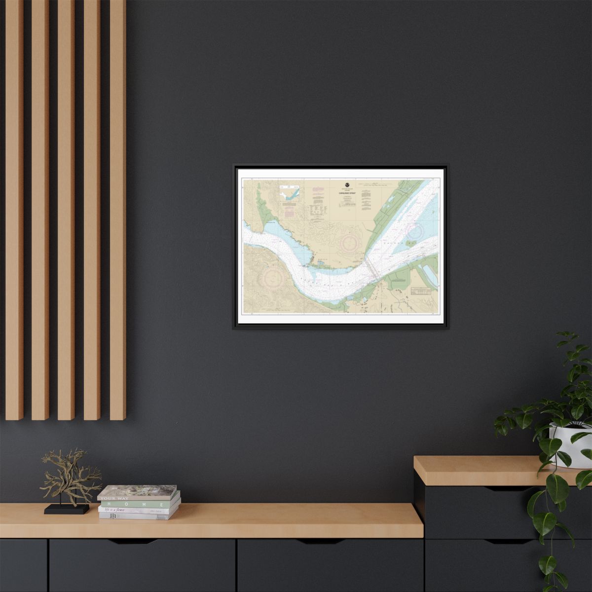 Chart 18657 Carquinez Strait - NOAA Nautical Chart Floating Frame Canvas | 32" x 24" | 40" x 30" - Black context-2