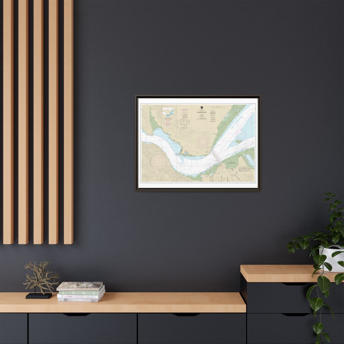 Chart 18657 Carquinez Strait - NOAA Nautical Chart Floating Frame Canvas | 32" x 24" | 40" x 30" - Espresso context-2