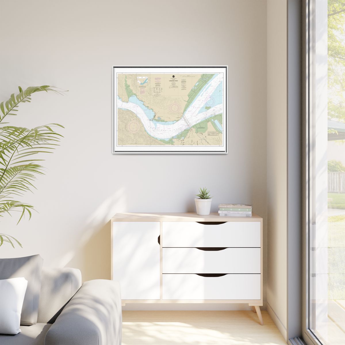 Chart 18657 Carquinez Strait - NOAA Nautical Chart Floating Frame Canvas | 32" x 24" | 40" x 30" - White context-1