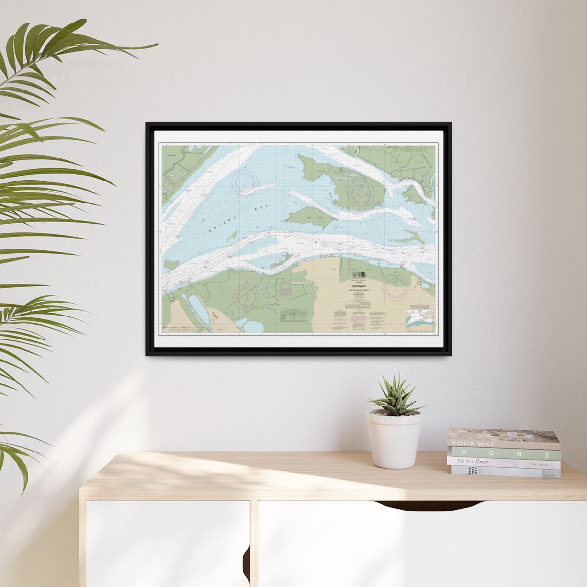 Chart 18658 SUISUN BAY-Roe Island and vicinity - NOAA Nautical Chart Floating Frame Canvas | 32" x 24" | 40" x 30" - Black context-1