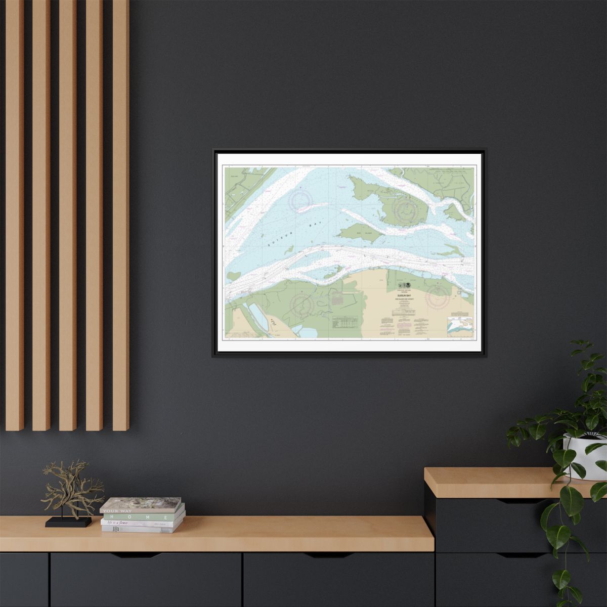 Chart 18658 SUISUN BAY-Roe Island and vicinity - NOAA Nautical Chart Floating Frame Canvas | 32" x 24" | 40" x 30" - Black context-2