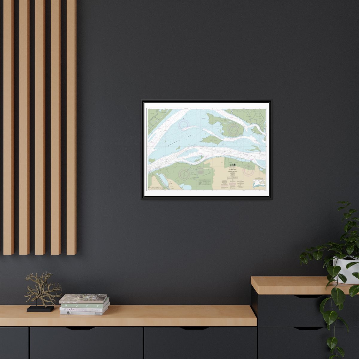 Chart 18658 SUISUN BAY-Roe Island and vicinity - NOAA Nautical Chart Floating Frame Canvas | 32" x 24" | 40" x 30" - Black context-2