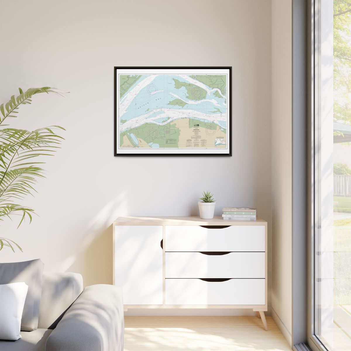 Chart 18658 SUISUN BAY-Roe Island and vicinity - NOAA Nautical Chart Floating Frame Canvas | 32" x 24" | 40" x 30" - Espresso context-1