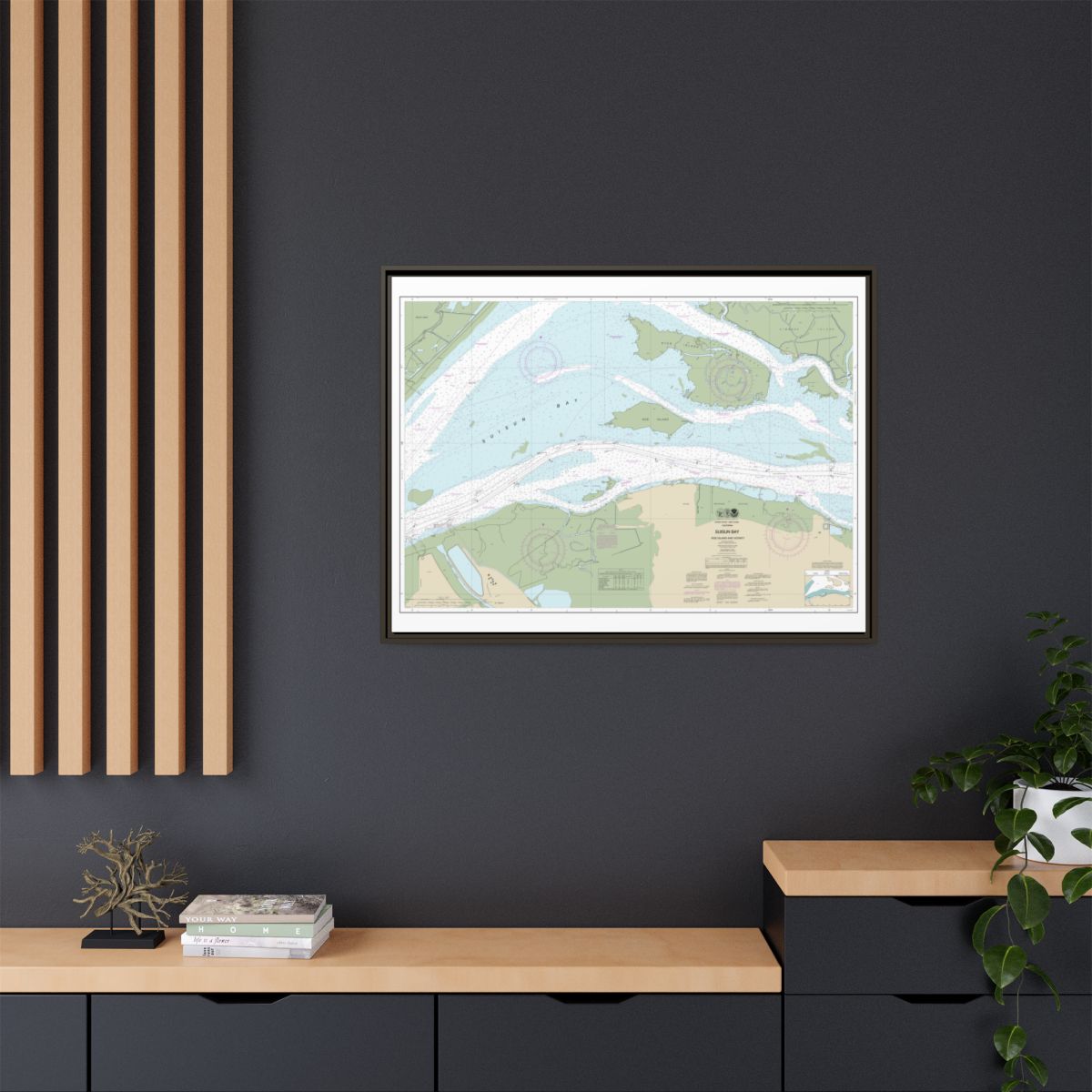 Chart 18658 SUISUN BAY-Roe Island and vicinity - NOAA Nautical Chart Floating Frame Canvas | 32" x 24" | 40" x 30" - Espresso context-2
