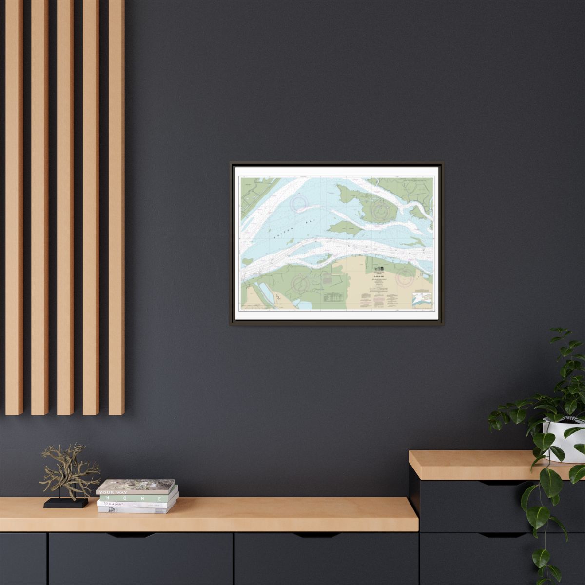 Chart 18658 SUISUN BAY-Roe Island and vicinity - NOAA Nautical Chart Floating Frame Canvas | 32" x 24" | 40" x 30" - Espresso context-2