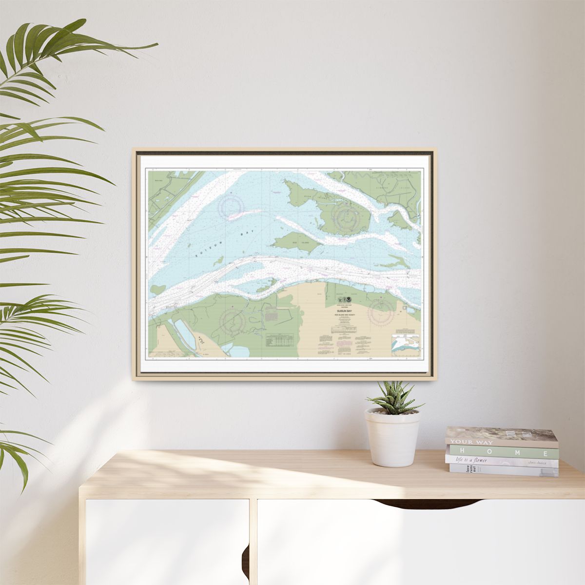 Chart 18658 SUISUN BAY-Roe Island and vicinity - NOAA Nautical Chart Floating Frame Canvas | 32" x 24" | 40" x 30" - Natural context-1