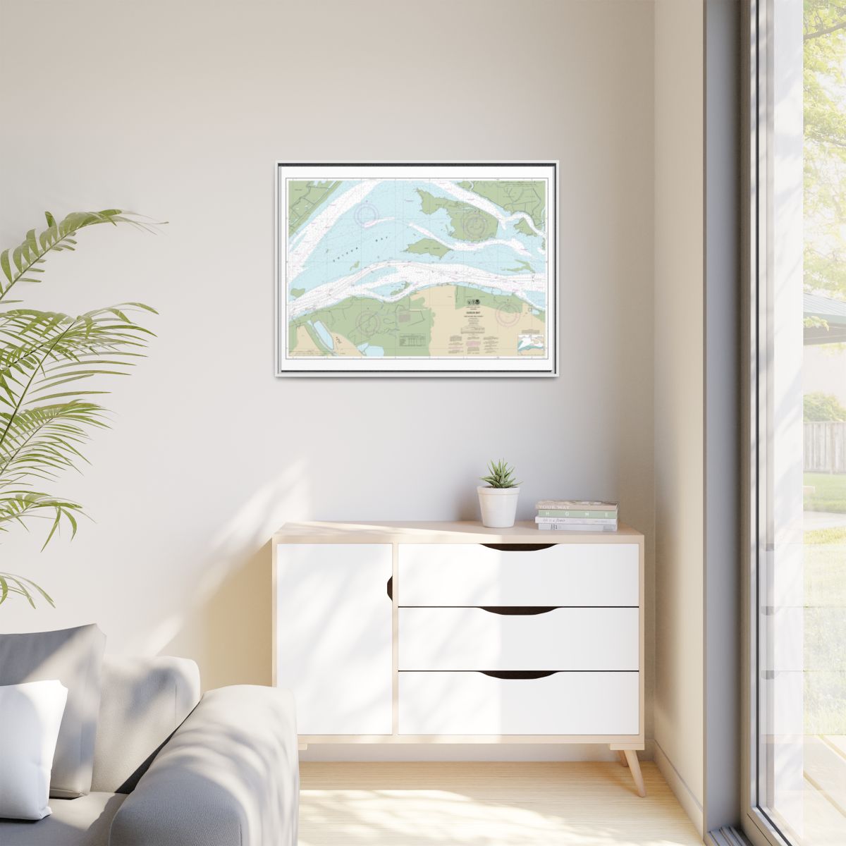 Chart 18658 SUISUN BAY-Roe Island and vicinity - NOAA Nautical Chart Floating Frame Canvas | 32" x 24" | 40" x 30" - White context-1
