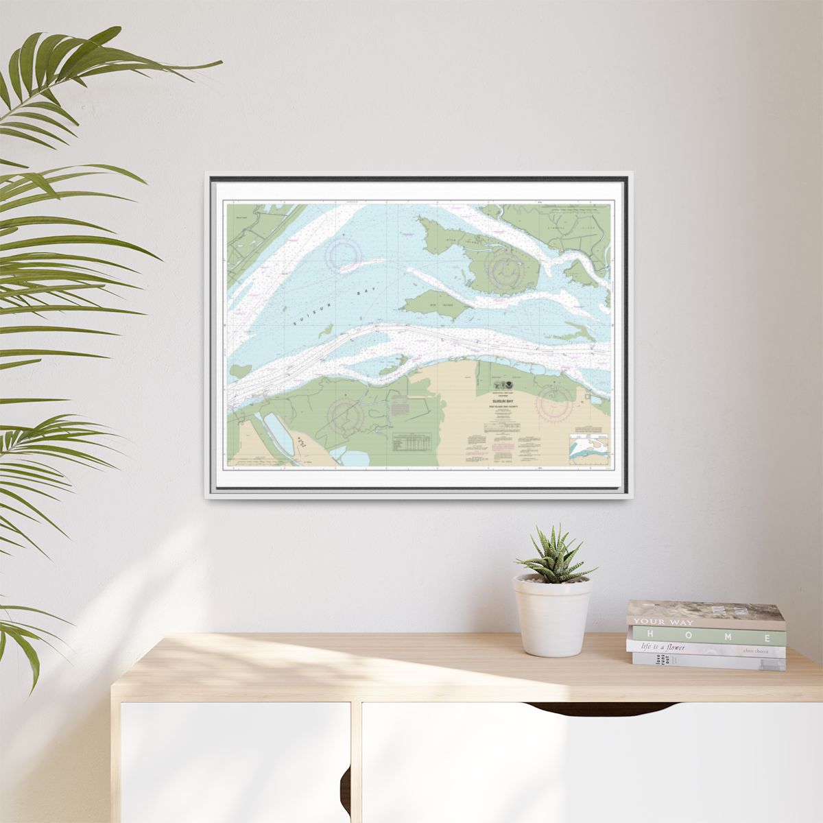 Chart 18658 SUISUN BAY-Roe Island and vicinity - NOAA Nautical Chart Floating Frame Canvas | 32" x 24" | 40" x 30" - White context-1