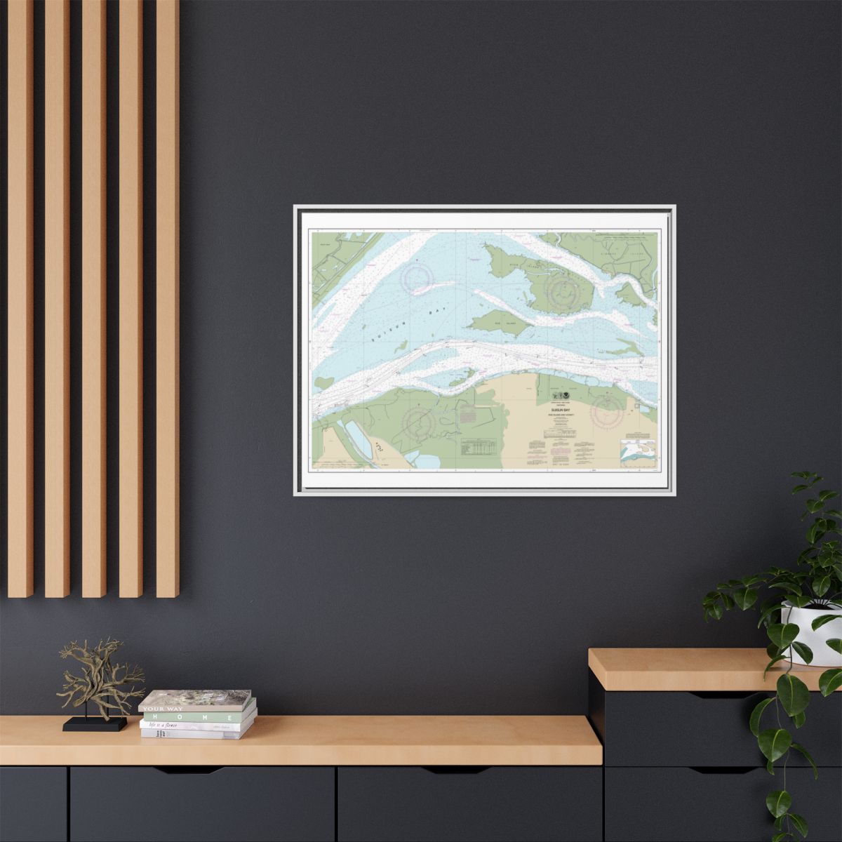 Chart 18658 SUISUN BAY-Roe Island and vicinity - NOAA Nautical Chart Floating Frame Canvas | 32" x 24" | 40" x 30" - White context-2