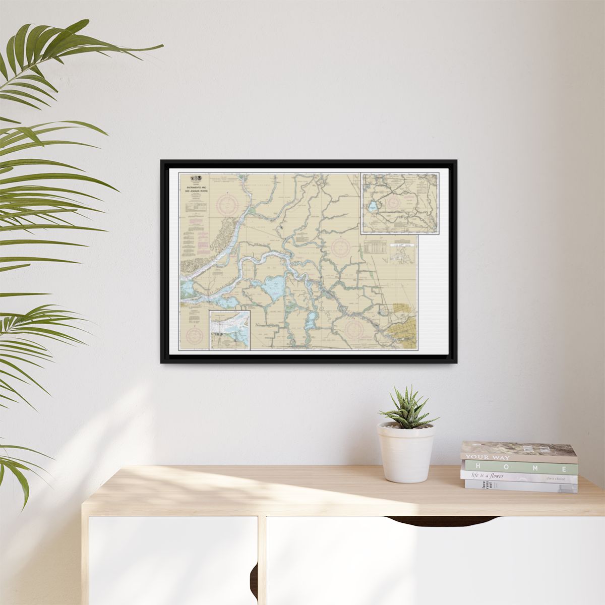 Chart 18661 Sacramento and San Joaquin Rivers Old River, Middle River and San Joaquin River extension;Sherman Island - NOAA Nautical Chart Floating Frame Canvas | 30" x 20" | 36" x 24" | 48" x 32" - Black context-1