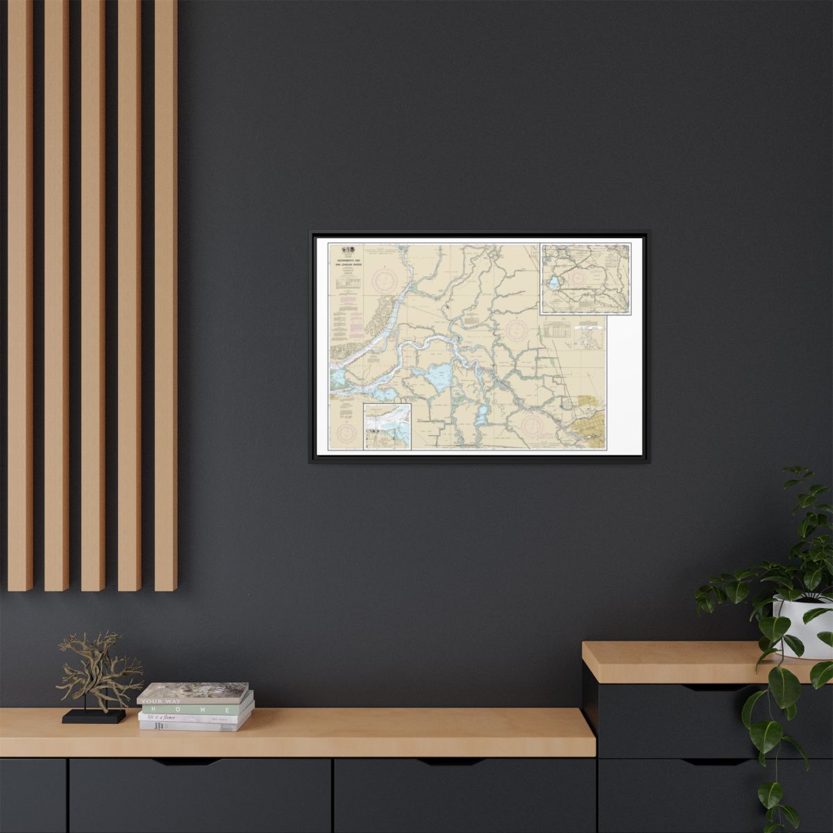 Chart 18661 Sacramento and San Joaquin Rivers Old River, Middle River and San Joaquin River extension;Sherman Island - NOAA Nautical Chart Floating Frame Canvas | 30" x 20" | 36" x 24" | 48" x 32" - Black context-2