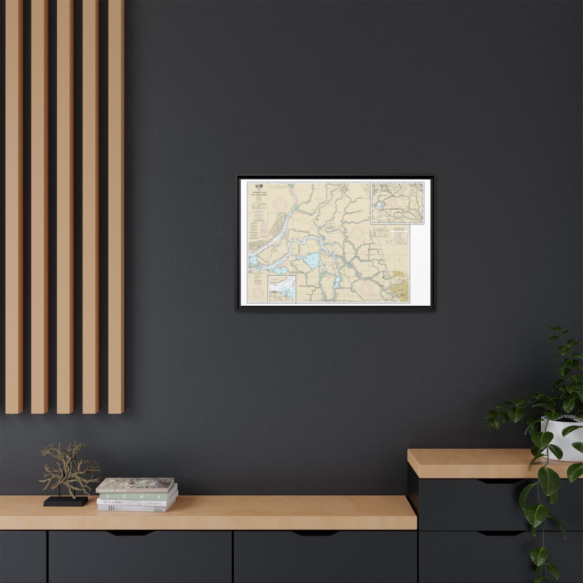 Chart 18661 Sacramento and San Joaquin Rivers Old River, Middle River and San Joaquin River extension;Sherman Island - NOAA Nautical Chart Floating Frame Canvas | 30" x 20" | 36" x 24" | 48" x 32" - Black context-2