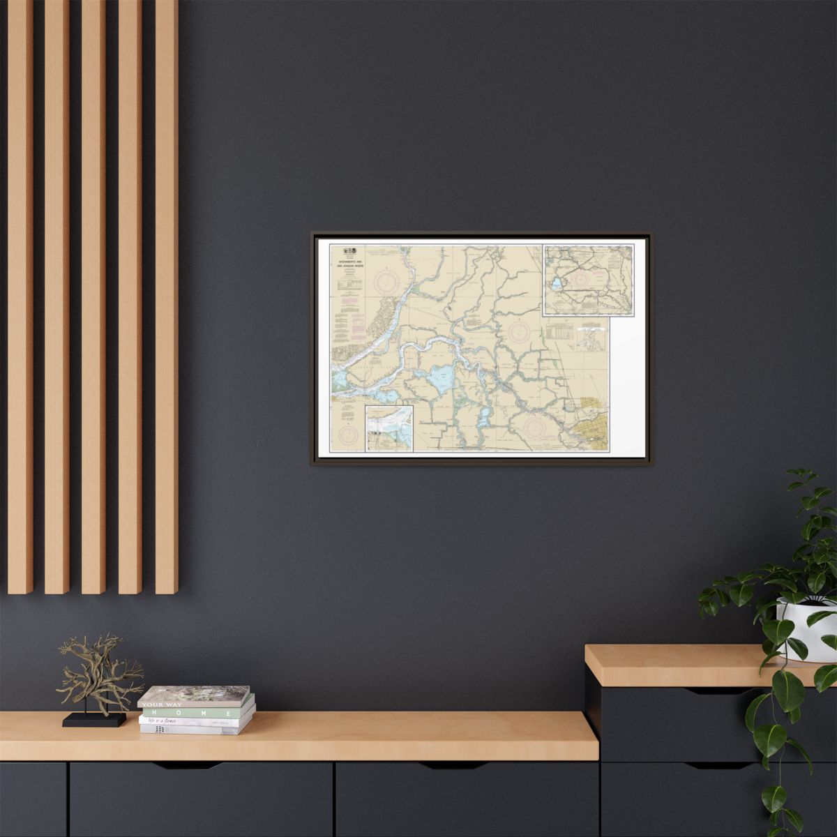 Chart 18661 Sacramento and San Joaquin Rivers Old River, Middle River and San Joaquin River extension;Sherman Island - NOAA Nautical Chart Floating Frame Canvas | 30" x 20" | 36" x 24" | 48" x 32" - Espresso context-2