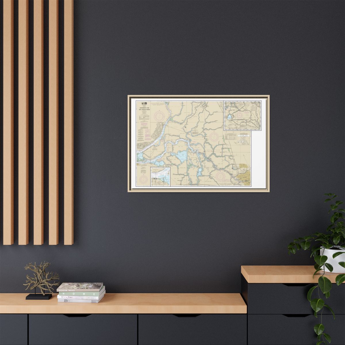Chart 18661 Sacramento and San Joaquin Rivers Old River, Middle River and San Joaquin River extension;Sherman Island - NOAA Nautical Chart Floating Frame Canvas | 30" x 20" | 36" x 24" | 48" x 32" - Natural context-2