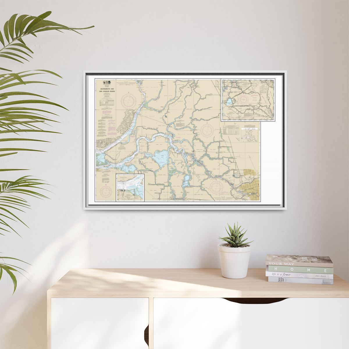Chart 18661 Sacramento and San Joaquin Rivers Old River, Middle River and San Joaquin River extension;Sherman Island - NOAA Nautical Chart Floating Frame Canvas | 30" x 20" | 36" x 24" | 48" x 32" - White context-1