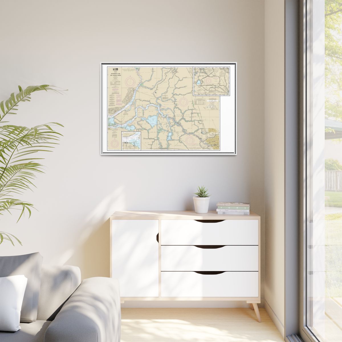 Chart 18661 Sacramento and San Joaquin Rivers Old River, Middle River and San Joaquin River extension;Sherman Island - NOAA Nautical Chart Floating Frame Canvas | 30" x 20" | 36" x 24" | 48" x 32" - White context-1