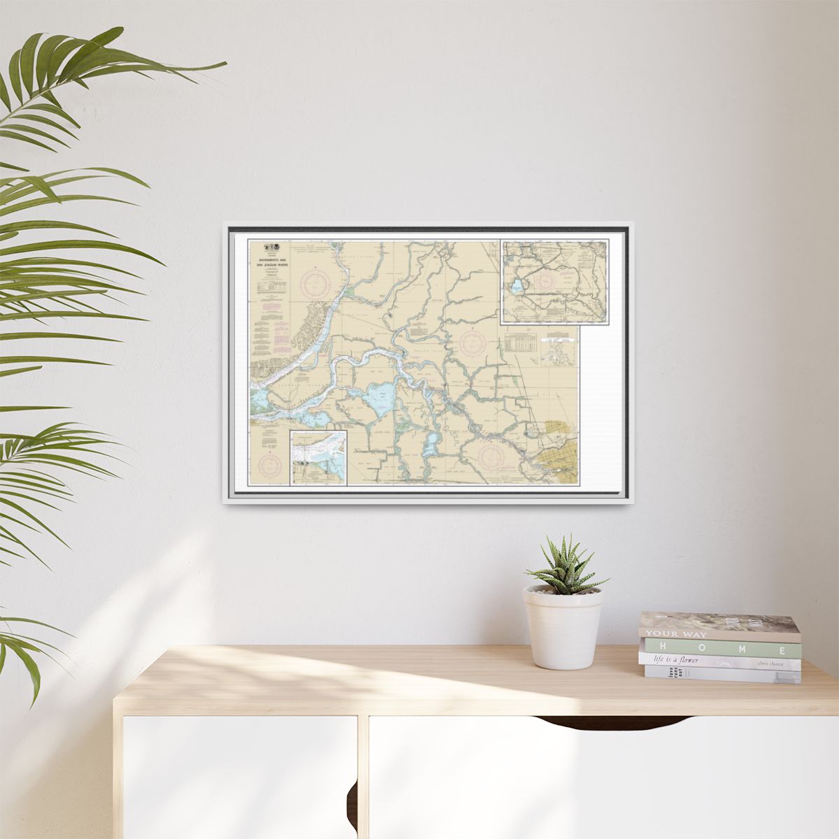 Chart 18661 Sacramento and San Joaquin Rivers Old River, Middle River and San Joaquin River extension;Sherman Island - NOAA Nautical Chart Floating Frame Canvas | 30" x 20" | 36" x 24" | 48" x 32" - White context-1