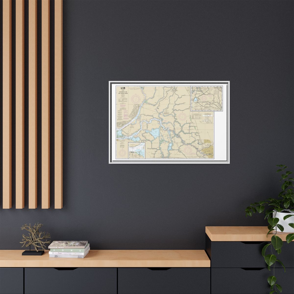 Chart 18661 Sacramento and San Joaquin Rivers Old River, Middle River and San Joaquin River extension;Sherman Island - NOAA Nautical Chart Floating Frame Canvas | 30" x 20" | 36" x 24" | 48" x 32" - White context-2