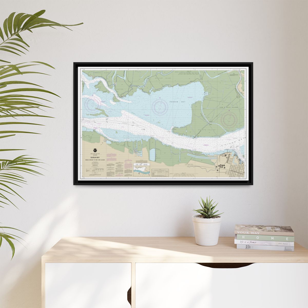 Chart 18666 Suisun Bay Middle Ground to New York Slough - NOAA Nautical Chart Floating Frame Canvas | 30" x 20" | 36" x 24" | 48" x 32" - Black context-1