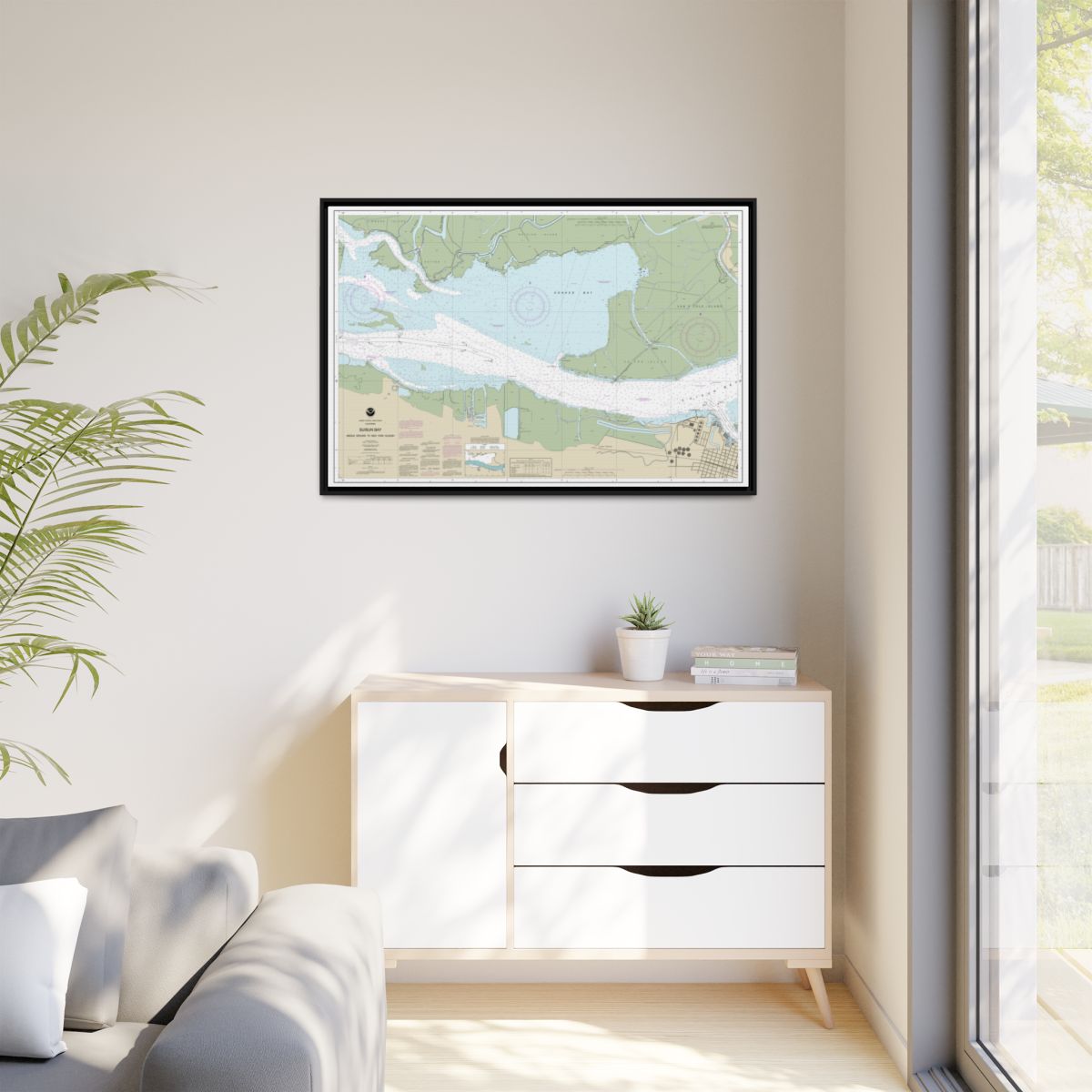 Chart 18666 Suisun Bay Middle Ground to New York Slough - NOAA Nautical Chart Floating Frame Canvas | 30" x 20" | 36" x 24" | 48" x 32" - Black context-1