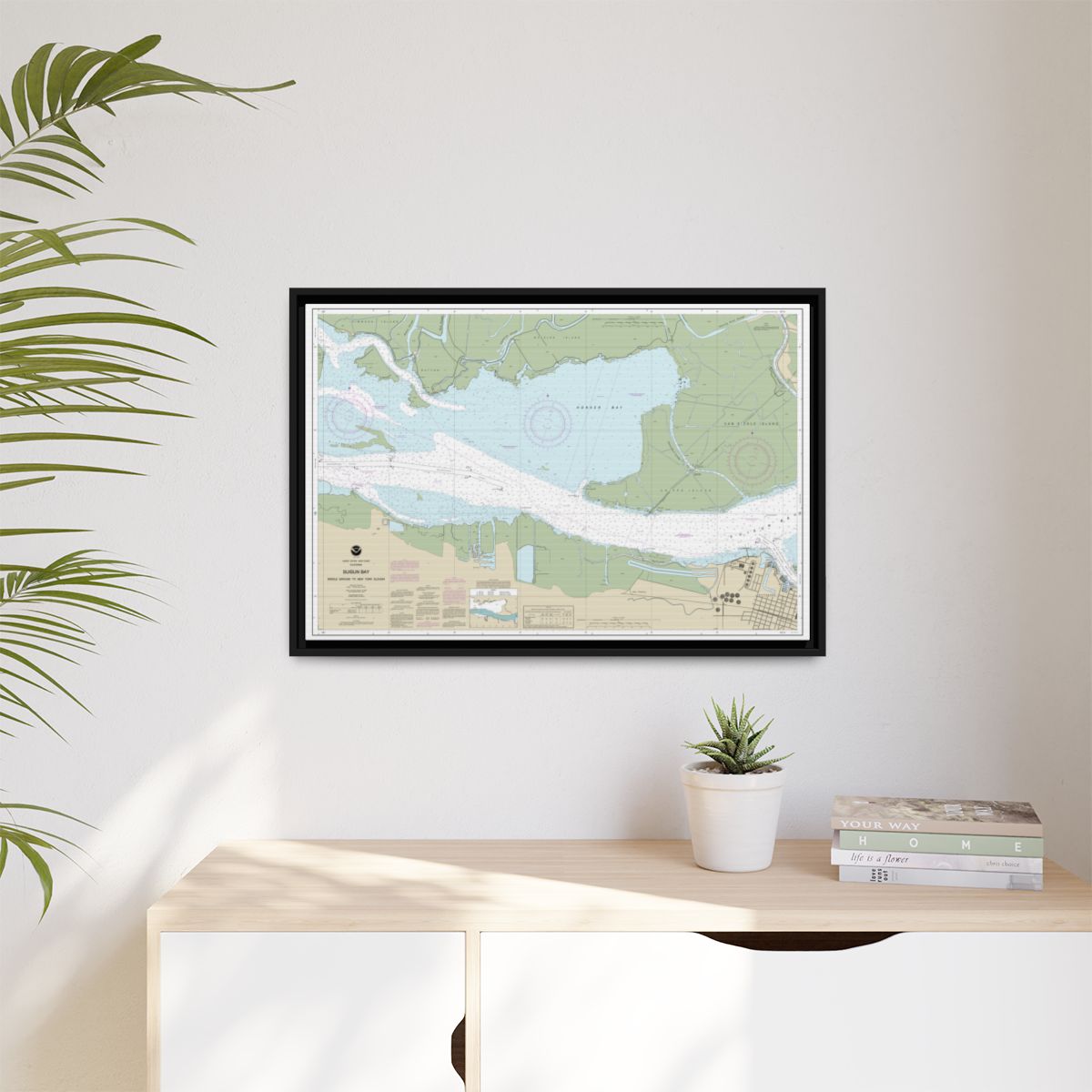 Chart 18666 Suisun Bay Middle Ground to New York Slough - NOAA Nautical Chart Floating Frame Canvas | 30" x 20" | 36" x 24" | 48" x 32" - Black context-1