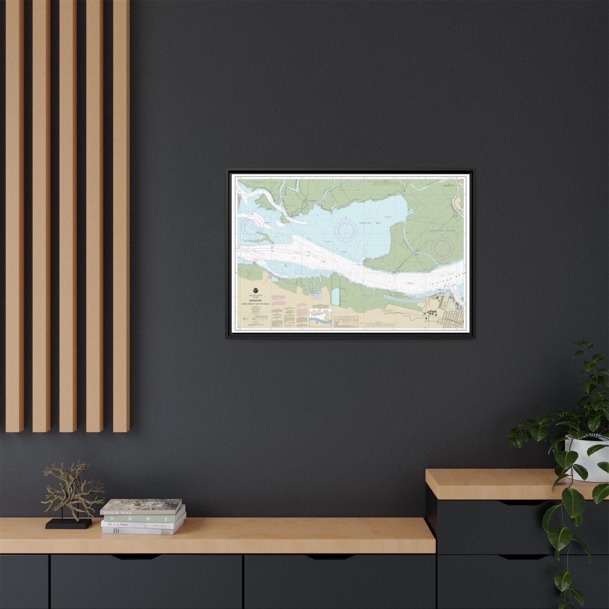 Chart 18666 Suisun Bay Middle Ground to New York Slough - NOAA Nautical Chart Floating Frame Canvas | 30" x 20" | 36" x 24" | 48" x 32" - Black context-2