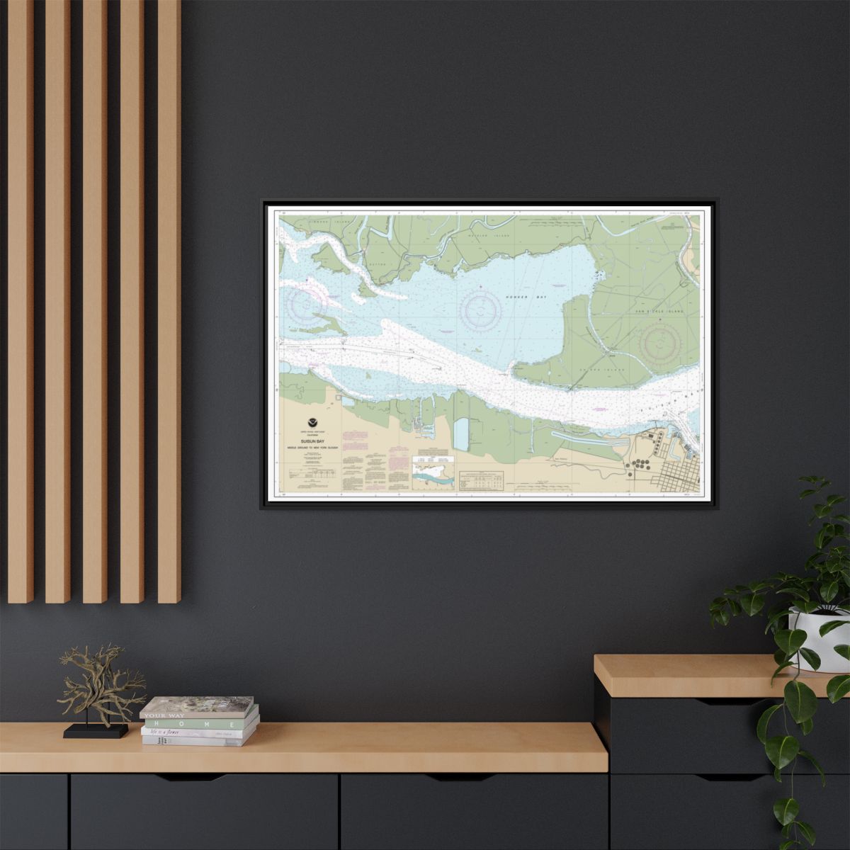Chart 18666 Suisun Bay Middle Ground to New York Slough - NOAA Nautical Chart Floating Frame Canvas | 30" x 20" | 36" x 24" | 48" x 32" - Black context-2
