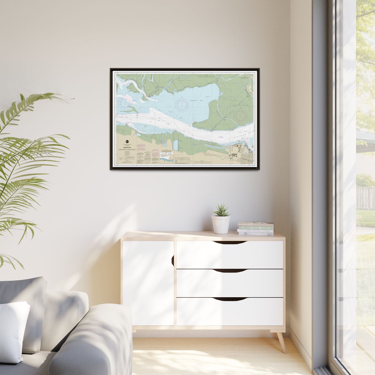 Chart 18666 Suisun Bay Middle Ground to New York Slough - NOAA Nautical Chart Floating Frame Canvas | 30" x 20" | 36" x 24" | 48" x 32" - Espresso context-1