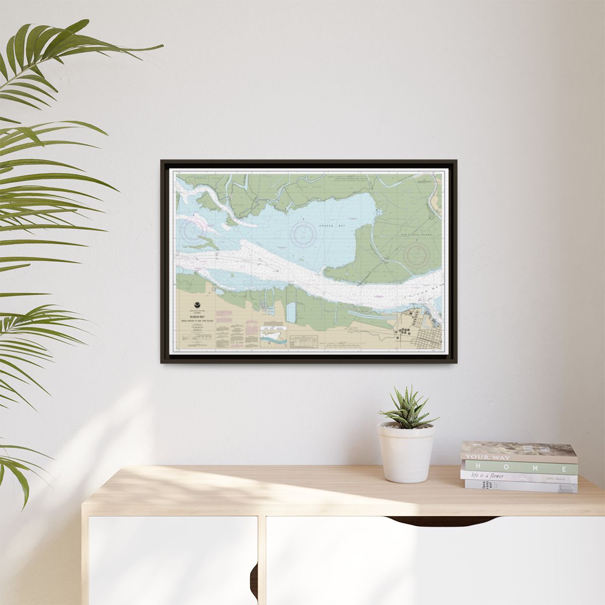 Chart 18666 Suisun Bay Middle Ground to New York Slough - NOAA Nautical Chart Floating Frame Canvas | 30" x 20" | 36" x 24" | 48" x 32" - Espresso context-1
