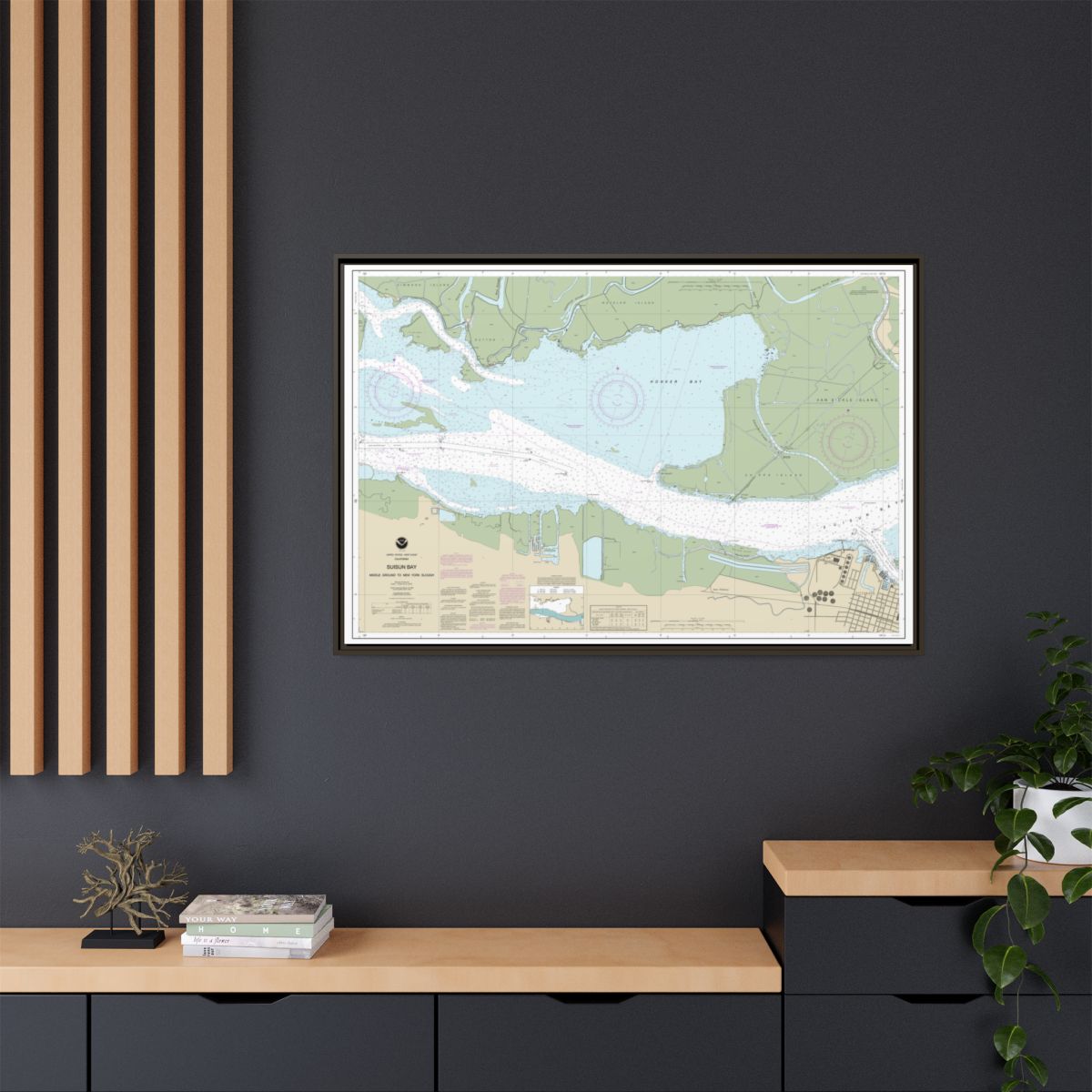 Chart 18666 Suisun Bay Middle Ground to New York Slough - NOAA Nautical Chart Floating Frame Canvas | 30" x 20" | 36" x 24" | 48" x 32" - Espresso context-2