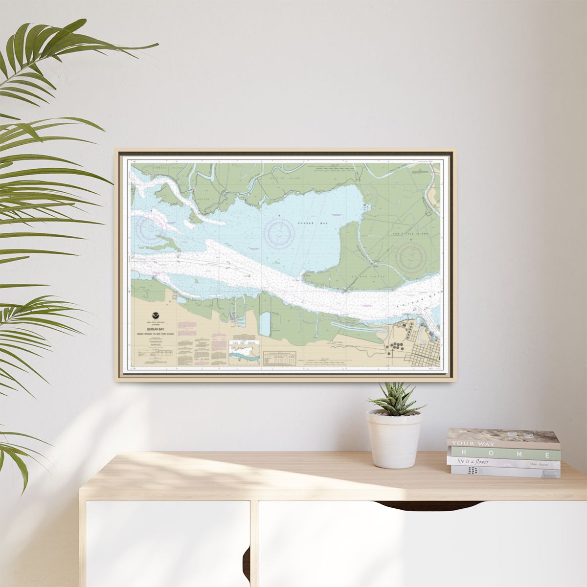 Chart 18666 Suisun Bay Middle Ground to New York Slough - NOAA Nautical Chart Floating Frame Canvas | 30" x 20" | 36" x 24" | 48" x 32" - Natural context-1
