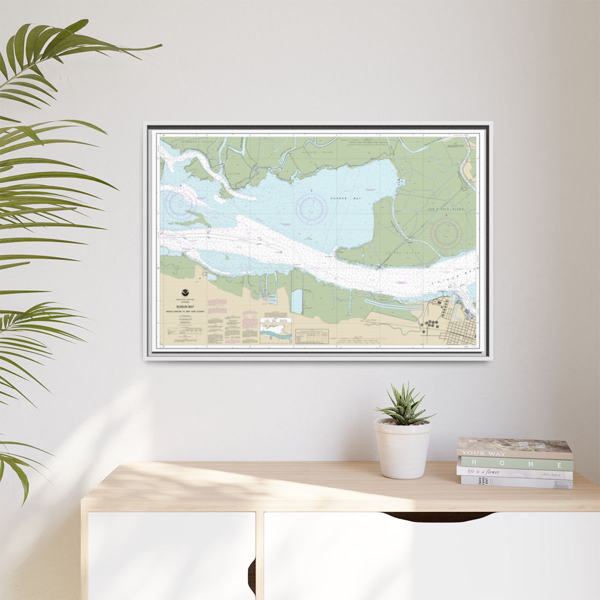 Chart 18666 Suisun Bay Middle Ground to New York Slough - NOAA Nautical Chart Floating Frame Canvas | 30" x 20" | 36" x 24" | 48" x 32" - White context-1