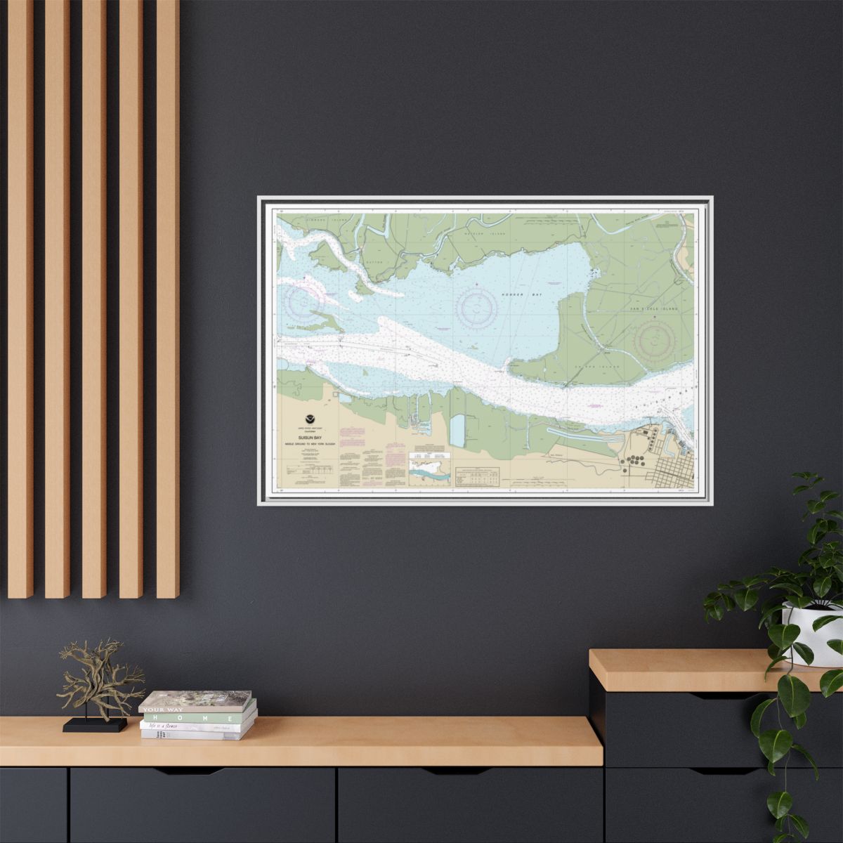 Chart 18666 Suisun Bay Middle Ground to New York Slough - NOAA Nautical Chart Floating Frame Canvas | 30" x 20" | 36" x 24" | 48" x 32" - White context-2