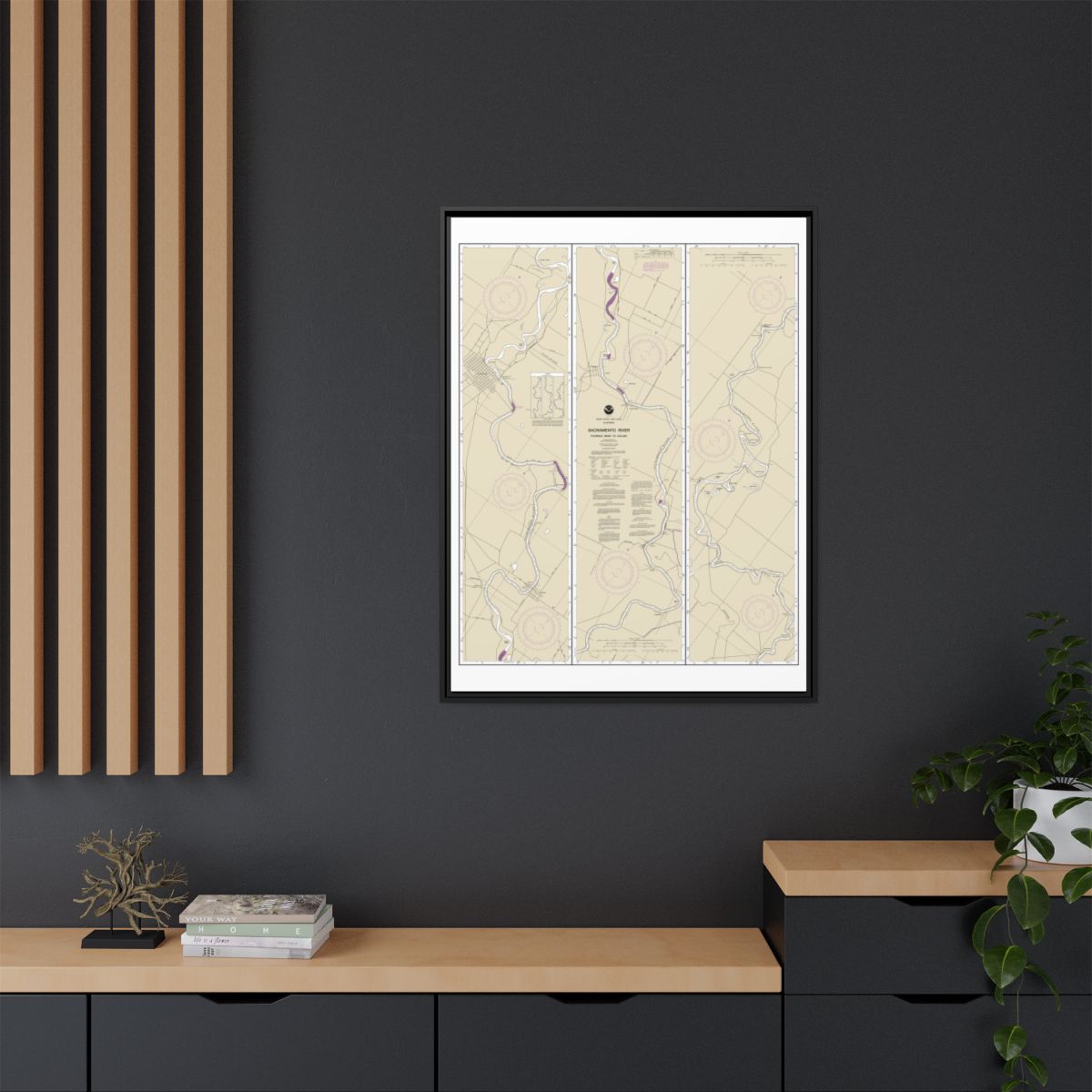 Chart 18667 Sacramento River Fourmile Bend To Colusa - NOAA Nautical Chart Floating Frame Canvas | 24" x 32" | 30" x 40" - Black context-2