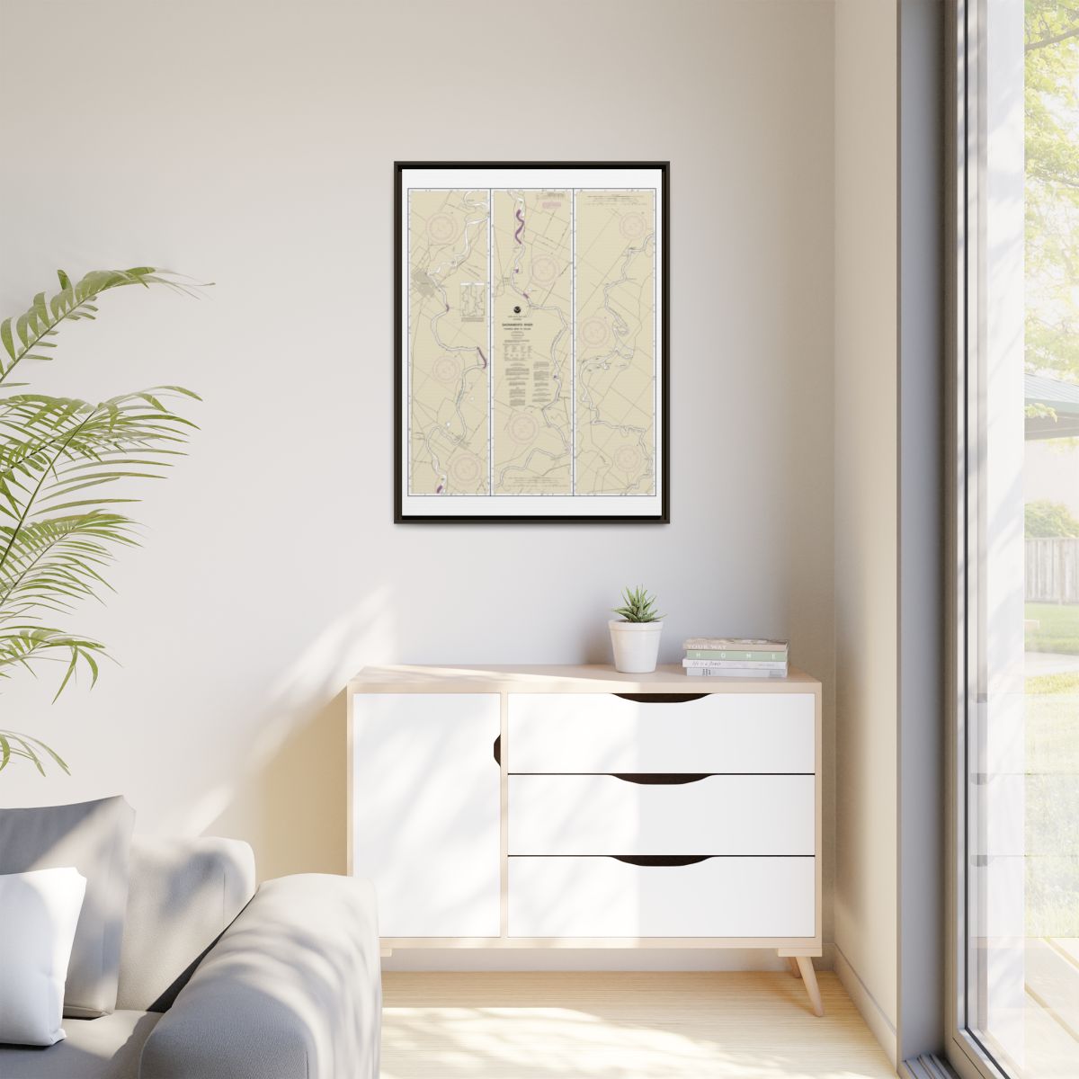 Chart 18667 Sacramento River Fourmile Bend To Colusa - NOAA Nautical Chart Floating Frame Canvas | 24" x 32" | 30" x 40" - Espresso context-1