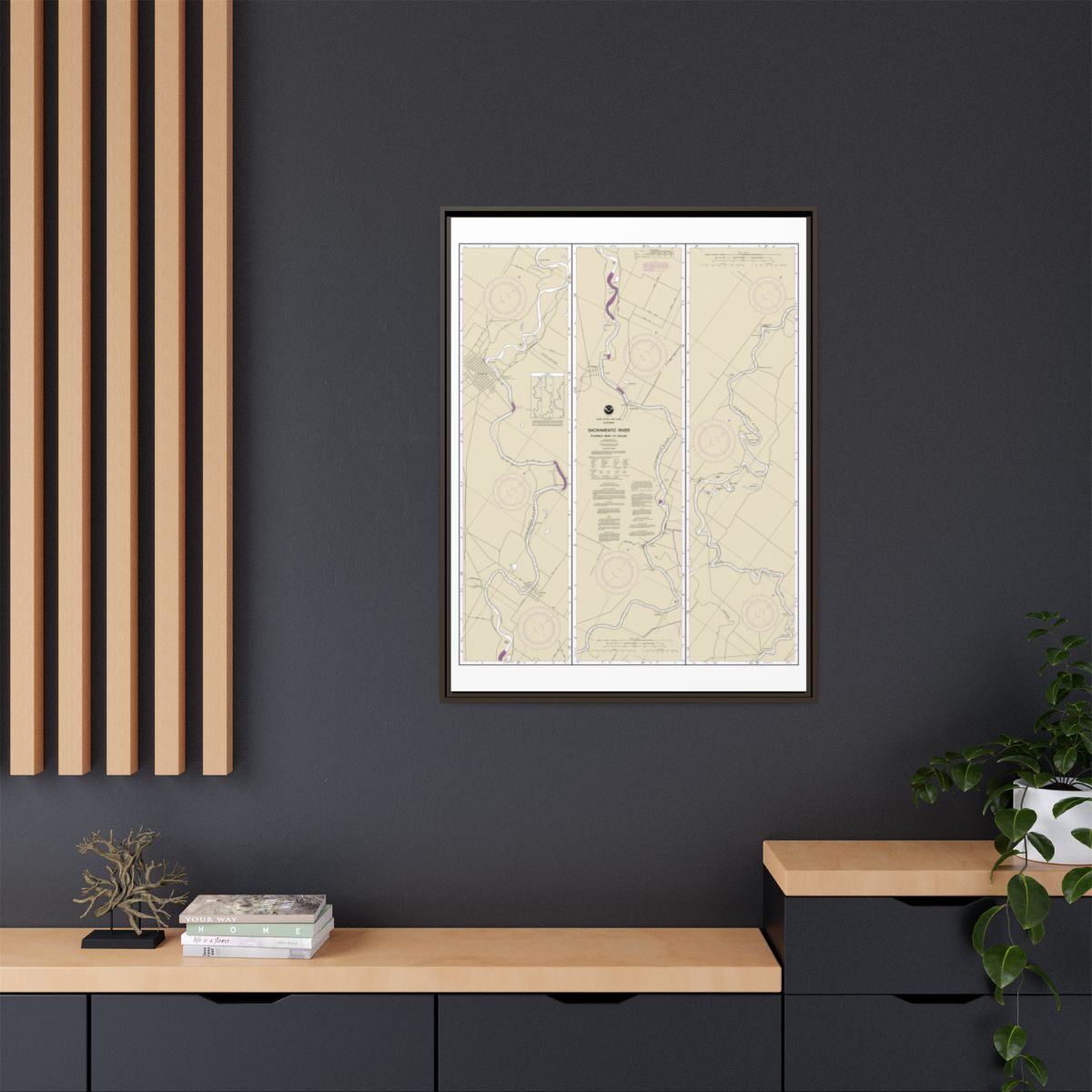 Chart 18667 Sacramento River Fourmile Bend To Colusa - NOAA Nautical Chart Floating Frame Canvas | 24" x 32" | 30" x 40" - Espresso context-2