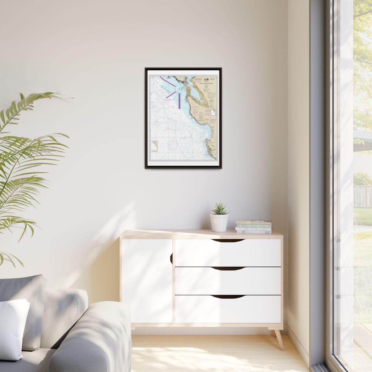 Chart 18680 Point Sur to San Francisco - NOAA Nautical Chart Floating Frame Canvas | 24" x 32" | 30" x 40" - Espresso context-1