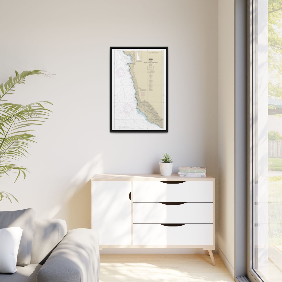 Chart 18686 Pfeiffer Point to Cypress Point - NOAA Nautical Chart Floating Frame Canvas | 20" x 30" | 24" x 36" | 32" x 48" - Black context-1