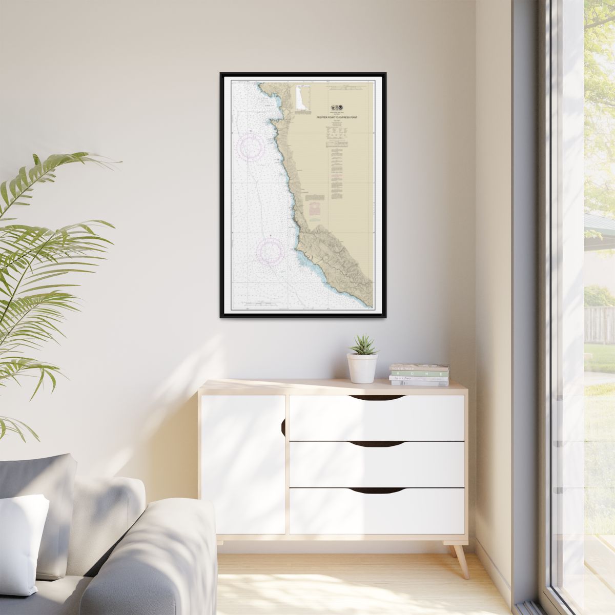 Chart 18686 Pfeiffer Point to Cypress Point - NOAA Nautical Chart Floating Frame Canvas | 20" x 30" | 24" x 36" | 32" x 48" - Black context-1