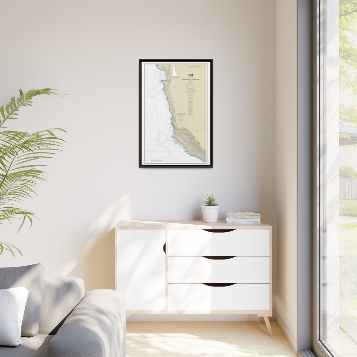 Chart 18686 Pfeiffer Point to Cypress Point - NOAA Nautical Chart Floating Frame Canvas | 20" x 30" | 24" x 36" | 32" x 48" - Espresso context-1