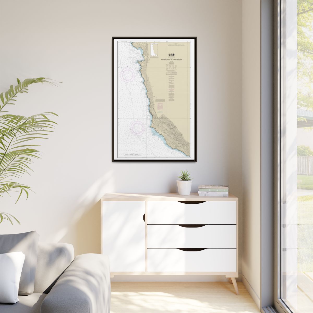 Chart 18686 Pfeiffer Point to Cypress Point - NOAA Nautical Chart Floating Frame Canvas | 20" x 30" | 24" x 36" | 32" x 48" - Espresso context-1