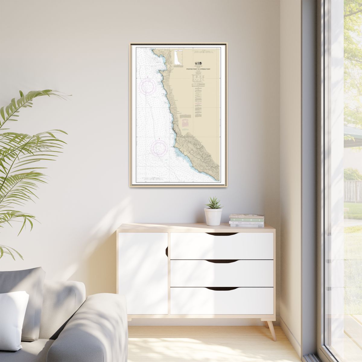 Chart 18686 Pfeiffer Point to Cypress Point - NOAA Nautical Chart Floating Frame Canvas | 20" x 30" | 24" x 36" | 32" x 48" - Natural context-1