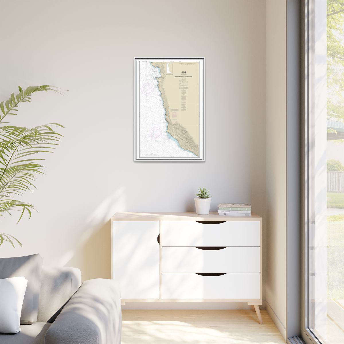 Chart 18686 Pfeiffer Point to Cypress Point - NOAA Nautical Chart Floating Frame Canvas | 20" x 30" | 24" x 36" | 32" x 48" - White context-1