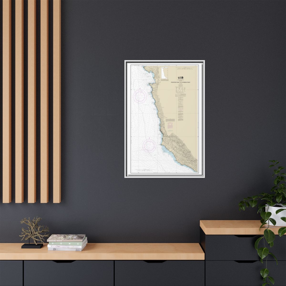 Chart 18686 Pfeiffer Point to Cypress Point - NOAA Nautical Chart Floating Frame Canvas | 20" x 30" | 24" x 36" | 32" x 48" - White context-2