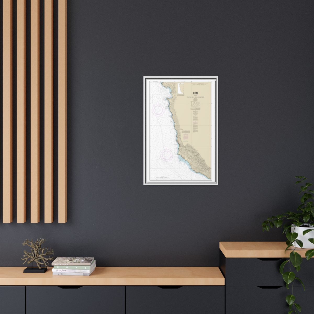 Chart 18686 Pfeiffer Point to Cypress Point - NOAA Nautical Chart Floating Frame Canvas | 20" x 30" | 24" x 36" | 32" x 48" - White context-2